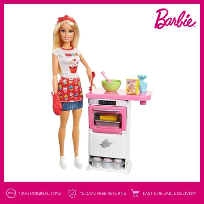 Barbie Bakery Chef Doll and Playset Boneka Permainan Toy Murah