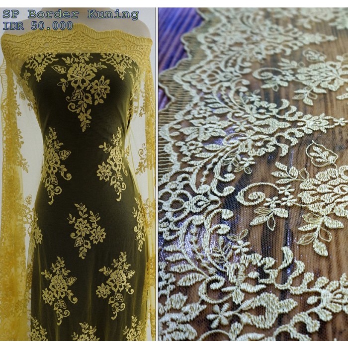 Kain Brukat / Kain Brokat - SP Border Kuning