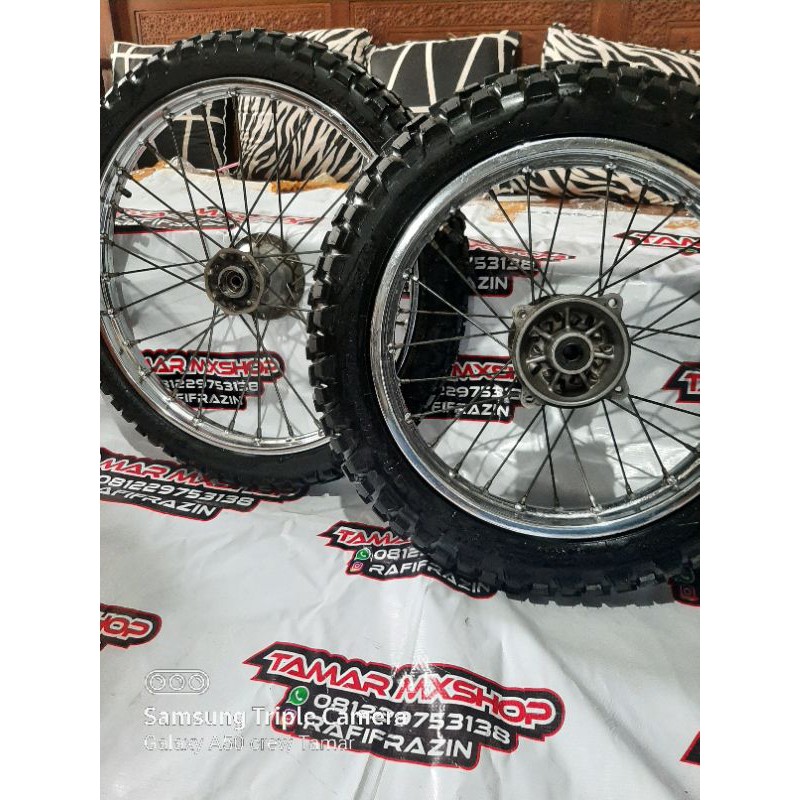roda set velg set ori copotan klx G dan klx S ring 16 19 ban tebal