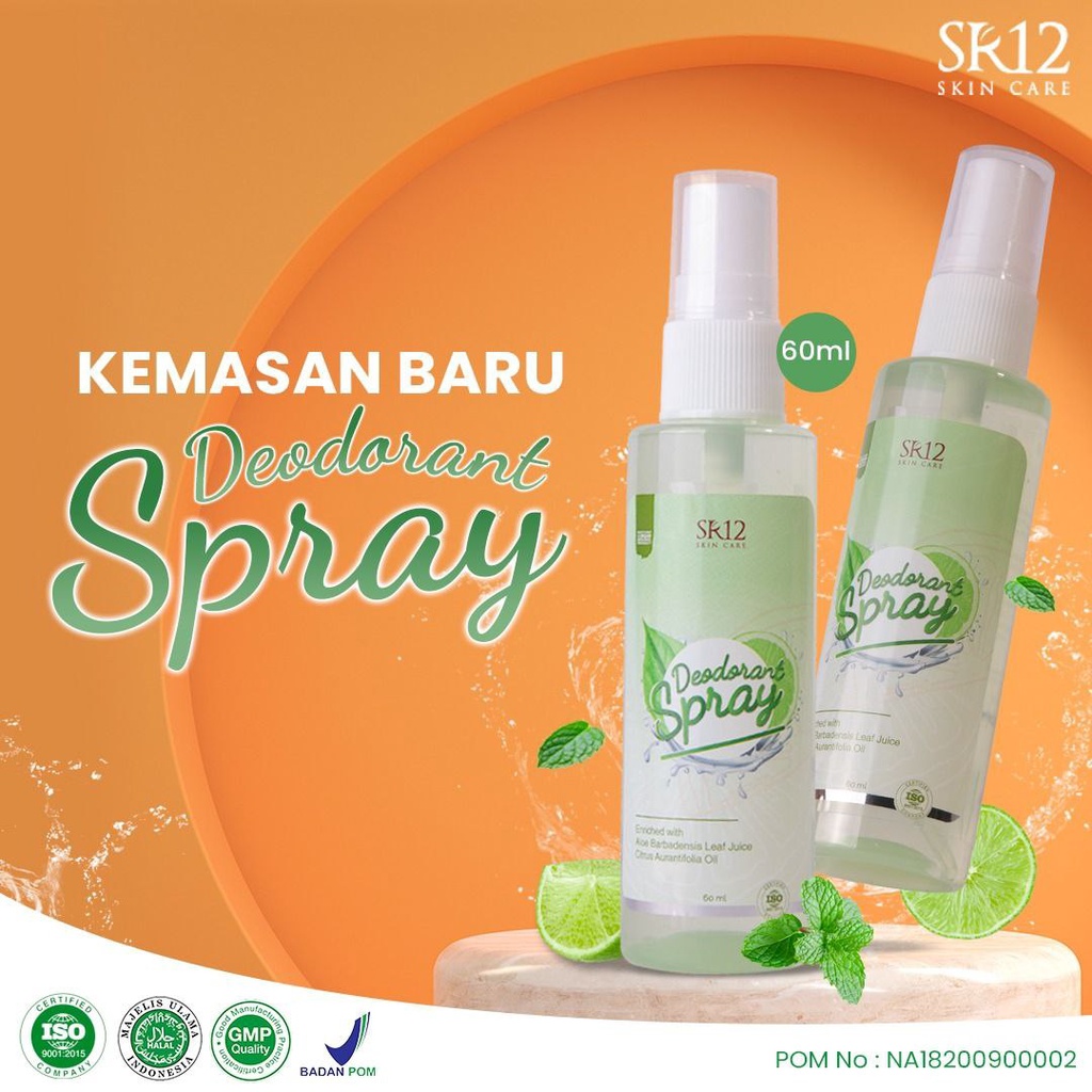 [ Paket Isi 2 ] DEODORANT SPRAY SR12 60ml 2pcs Non Alkohol Mencerahkan Ketiak Menghilangkan Bau Ketiak Bau Badan