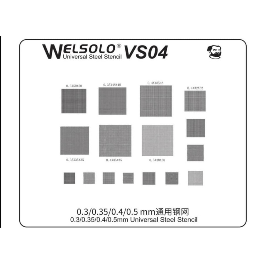 WELSOLO VS04 Stel Stencil Cetakan IC Universal 0.3 0.35 0.4 0.5 mm