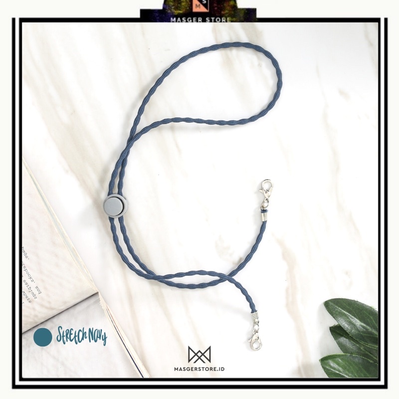 Kalung Masker Hijab 2in1 Strap Masker Elastis Stretchy Tali masker Kalung Strap Mask Hijab Strap Mask Premium-Stretch Navy