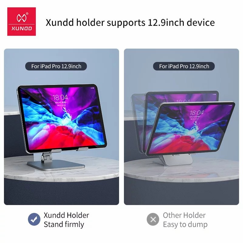 XUNDD iPad Pro Standing Aluminium Stand IPAD Size Foldable Adjustable