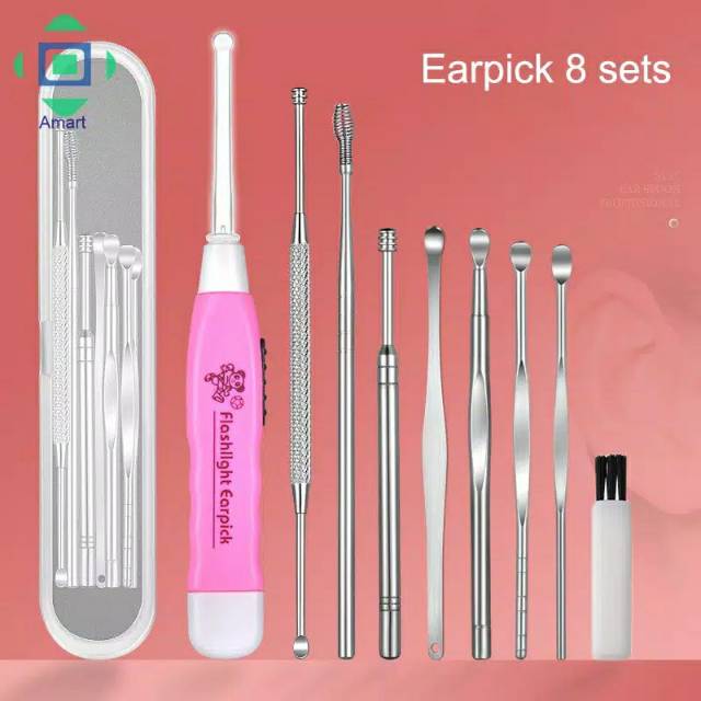 Alat Pembersih telinga/ kuping stainless steel 9 sets
