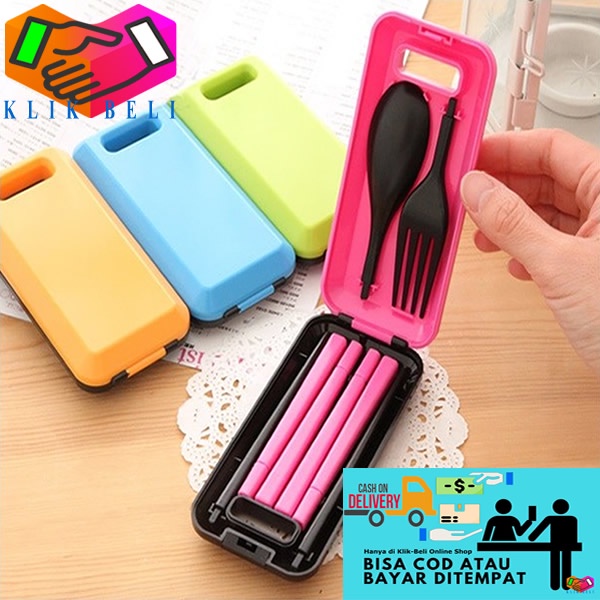 Sendok Travel Portable Alat Peralatan Makan Garpu Sumpit Cutlery Set