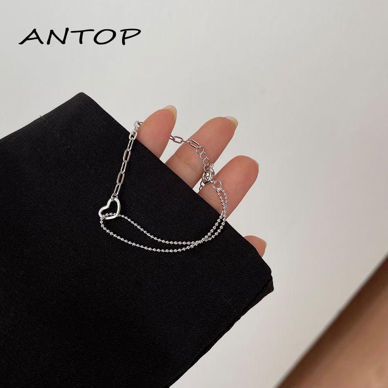 Gelang Rantai Double layer Bentuk Hati Model Hollow Out Untuk Wanita