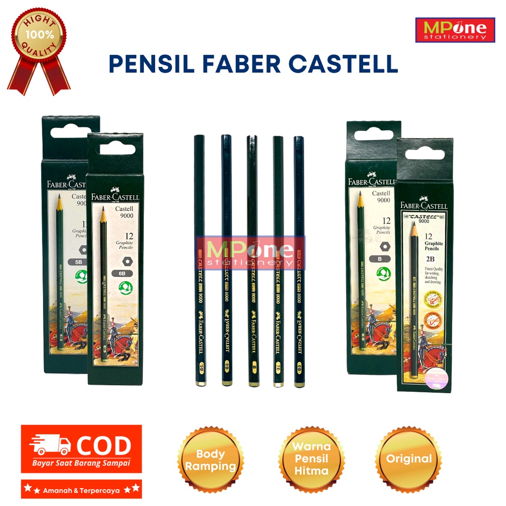 Jual (1 Pcs) Pensil Faber Castle 2B, 6B, B, 5B, 7B, 8B, HB, 2H, 3H, 4H ...