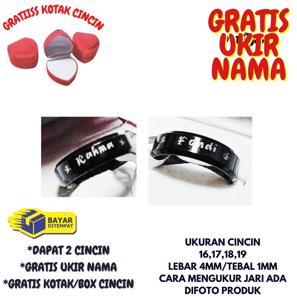 CINCIN COUPLE TITANIUM.CINCIN NAMA.CINCIN PASANGAN.CINCIN WANITA.CINCIN TITANIUM GRATIS BOX