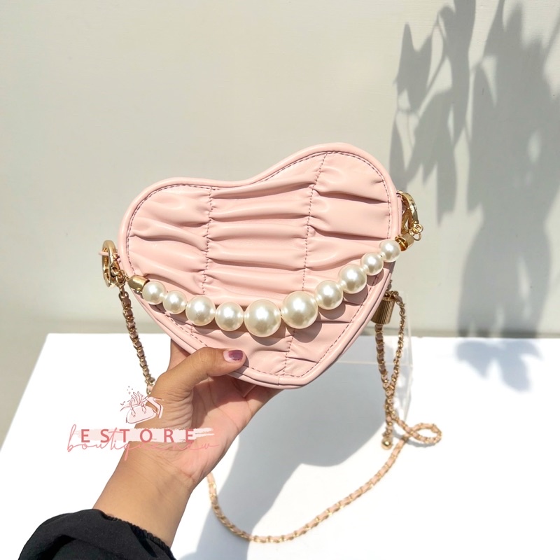 C Bead Heart Evening Sling Bag