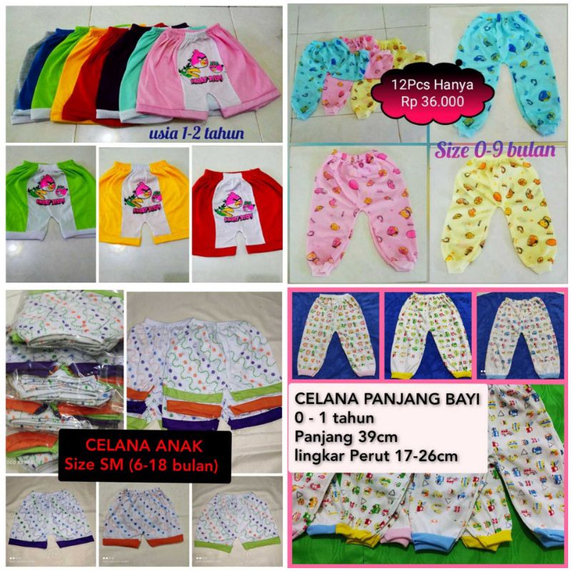 Harga Lusinan(12Pcs) Celana bayi murah Celana panjang putih dan warna usia 0-1 tahun Celana Panjang perempuan laki laki Murah