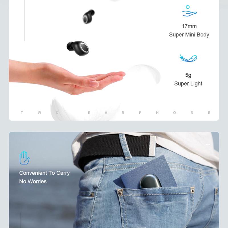 COD ã' Earphone TWS Handsfree Wireless dengan Mic untuk