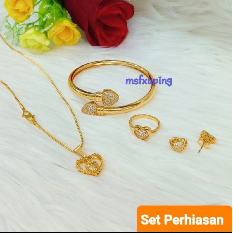 Set perhiasan xuping lapis emas wanita permata zircon S4476