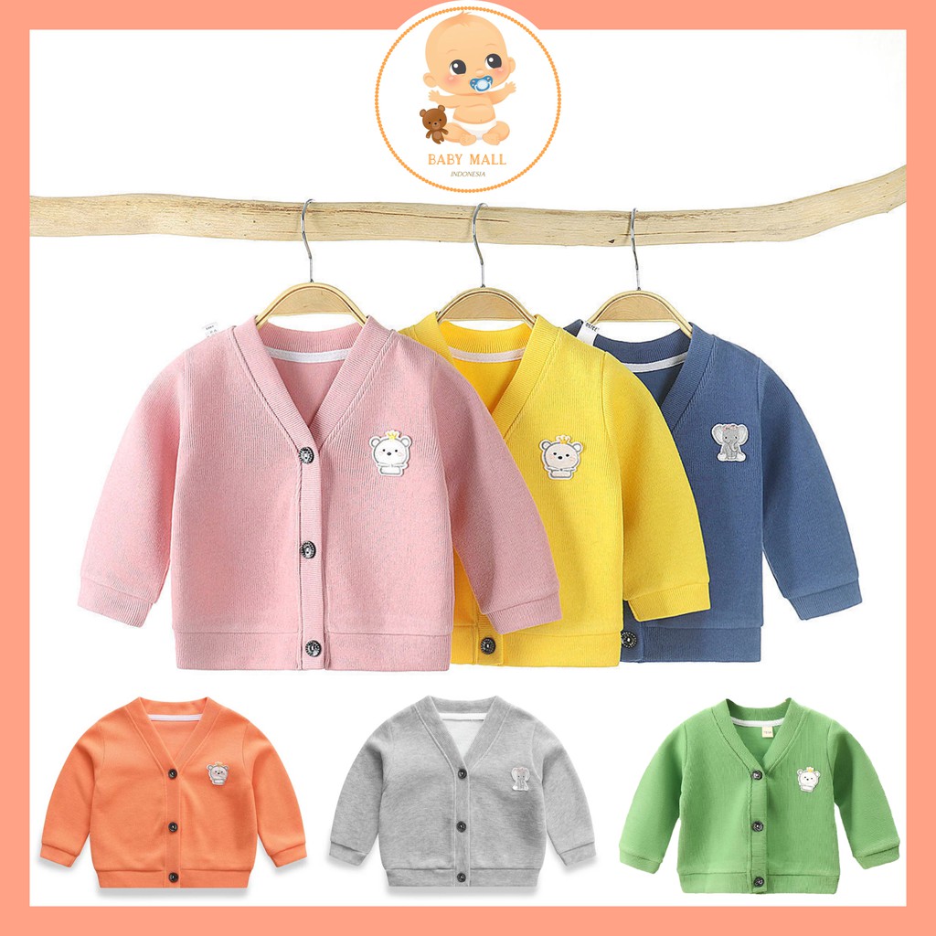 KOREAN CARDIGAN CARTOON PLAIN Jaket Cardigan Rajut Anak Bayi