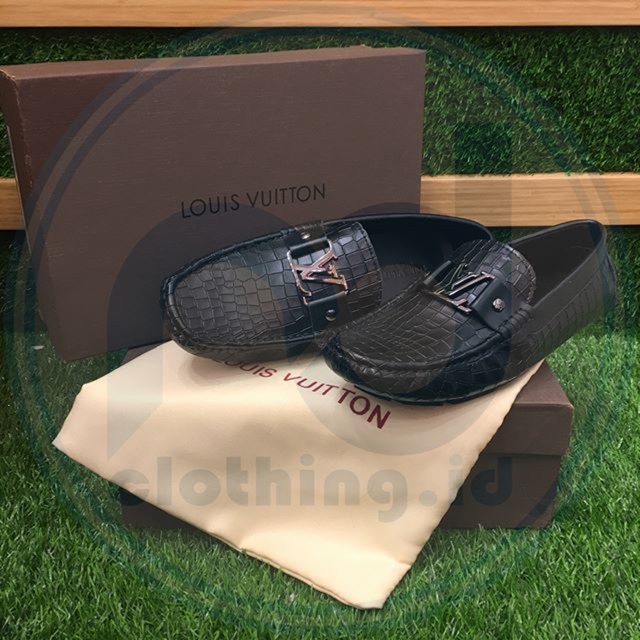 SEPATU LOAFERS PRIA FASHION LV / LOUIS VUITTON KULIT ASLI , MURAH - BLACK