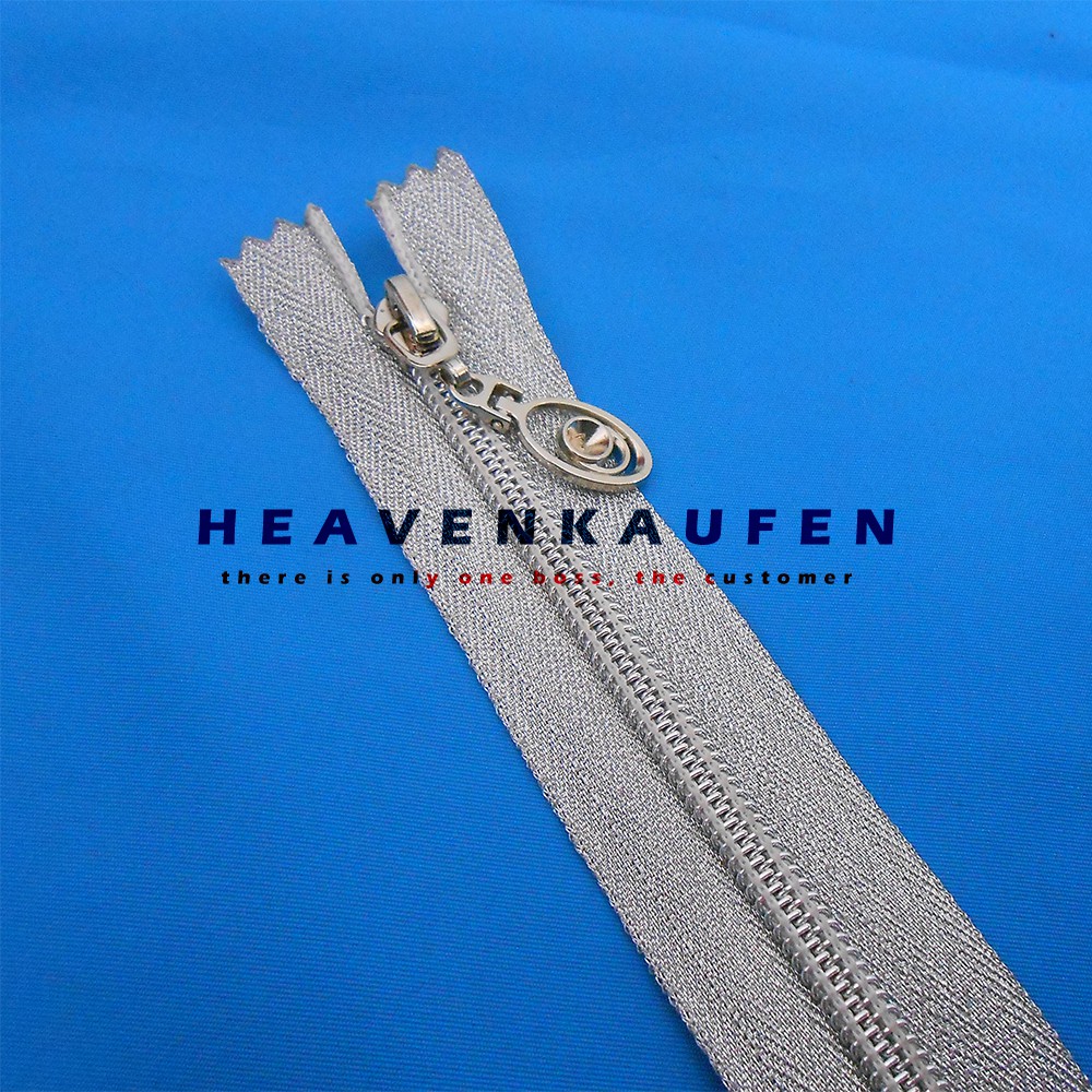 Resleting Zipper Blink Blink Coil 15 cm Silver Perak Mengkilap Kelap Kelip