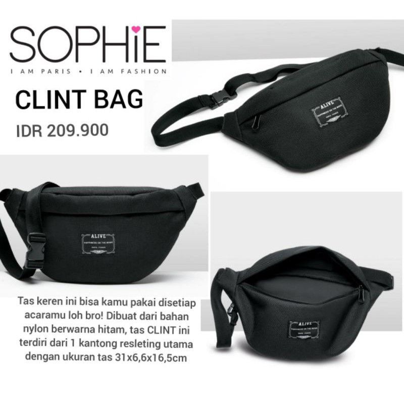 DISKON ++ WAISTBAG TAS PINGGANG PRIA CLINT ALIVE SOPHIE PARIS