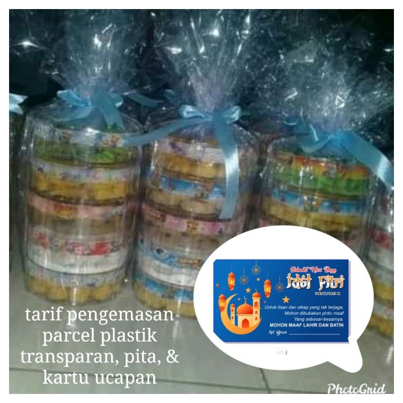 

tarif kemas parcel (harga untuk plastik transparan, pita & kartu ucapan)