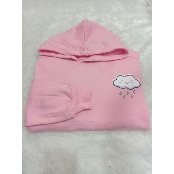 Sweater Hoodie Wanita Kekinian Korea Cloud Rain Sweter bahan fleece tebal-PINK