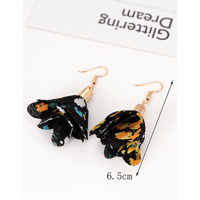 LRC Anting Gantung Fashion Flowers Pendant Decorated Earrings