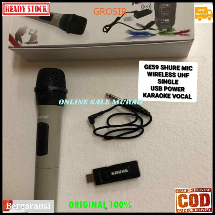 G59 Shure mic microphone mikrophone wireles wireless uhf single profesional pro vocal vokal Handheld TUNGGAL mikrofon karaoke audio sound system panggung dj studio G59   BISA DIGUNAKAN SEGALA JENIS AUDIO  BISA JG BUAT YOUTUBER TINGGAL BELI SPLITTER NYA AJ