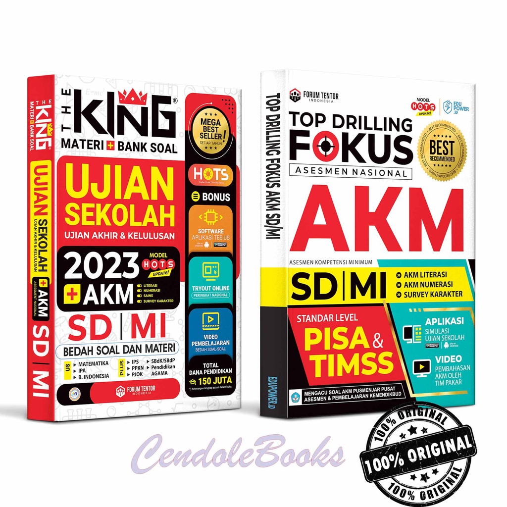 Buku Ujian SD : Paket Buku The King Ujian Sekolah SD 2023 dan AKM SD