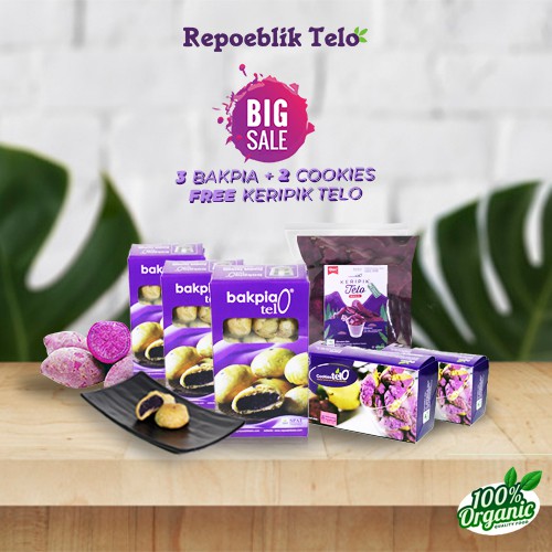 

Repoeblik Telo - BIG SALE 3 bakpia + 2 cookies Free kripik telo