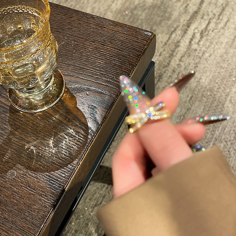 Korea mewah jari Godaan ~ mewah logam elegan cross terbuka disesuaikan cincin wanita special interes