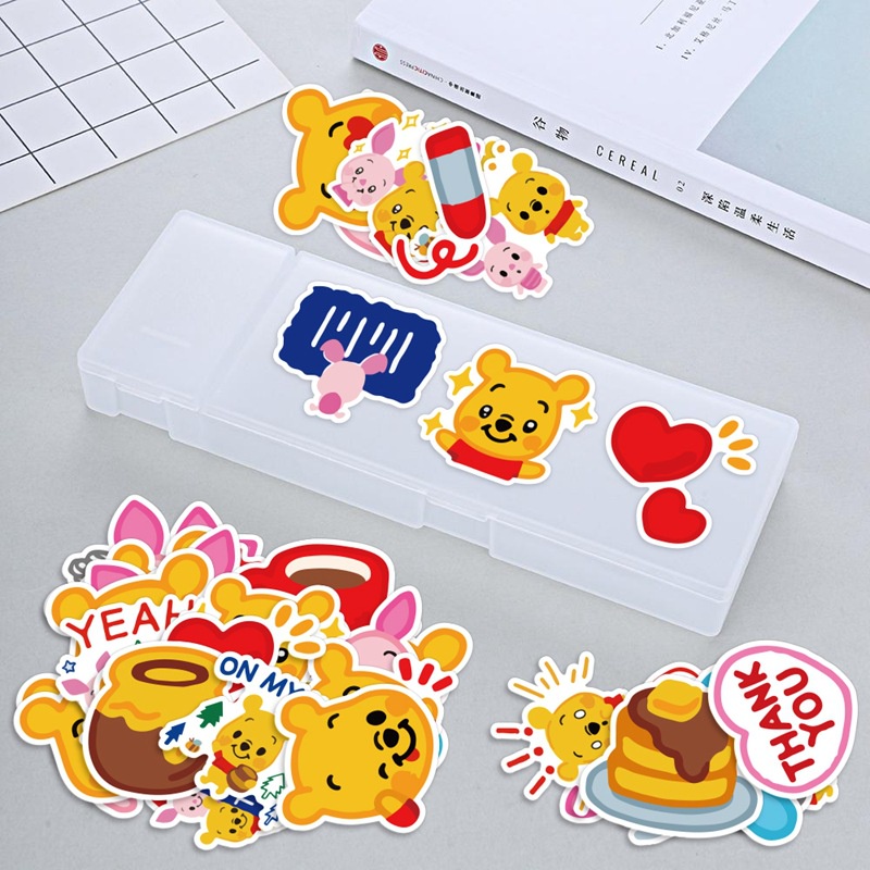 Baru Pooh Bear Stiker kartun ponsel case Jurnal bahan air lucu kaca PVC Jurnal stiker Xiao Zhang