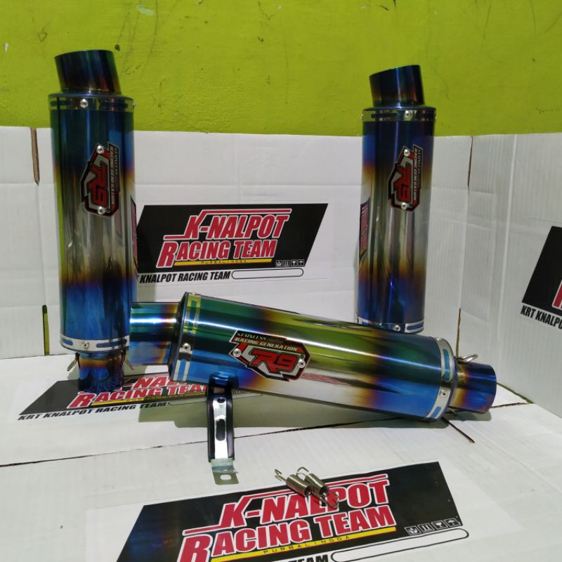 KNALPOT R9 MUGELO BLUE SLINCER NINJA 250FI 4TAK GSX R15 VIXION CBR VARIO NMAX AEROX PCX DLL