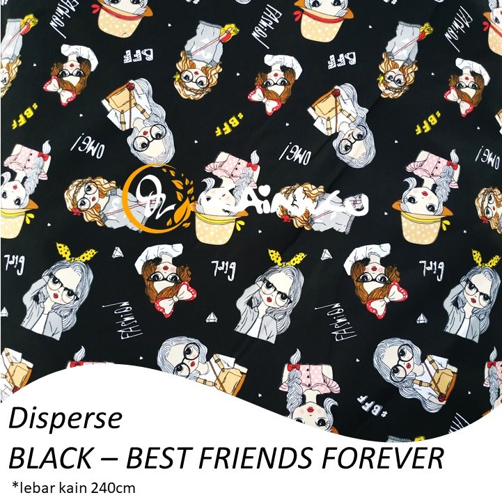 KAINKU - Kain Meteran Disperse &quot;BEST FRIENDS FOREVER GIRL - BLACK&quot;