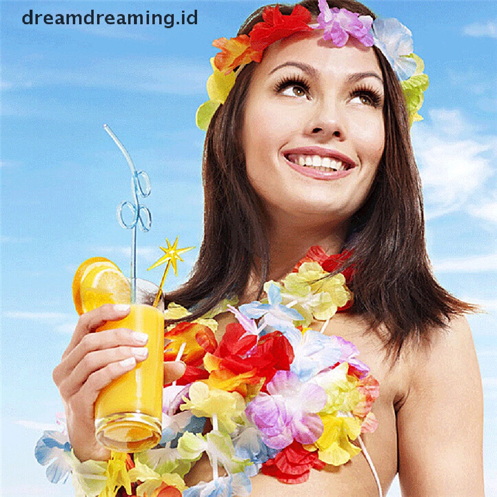 (dreamdreaming.id) 10pcs Kalung Bunga Hawaii Untuk Pesta Pantai