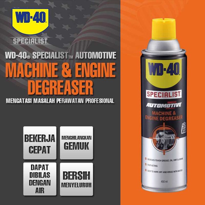 Pelumas Anti Karat Cairan Pembersih Mesin Kendaraan WD40 Machine &amp; Engine Degreaser 450ml