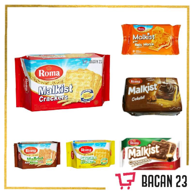 

Biskuit Roma Malkist (105gr) ( Keju - Cokelat-Cream Crackers - Cappucino-Abon ) / Bacan 23 - Bacan23