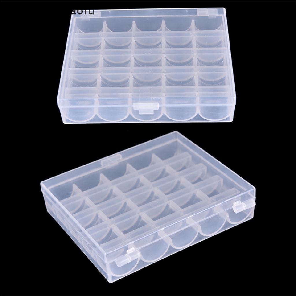 [tiantianbaofu] 25 Cell Empty Bobbins Spools Box Sewing Machine Bobbin Case Organizer Storage Boutique