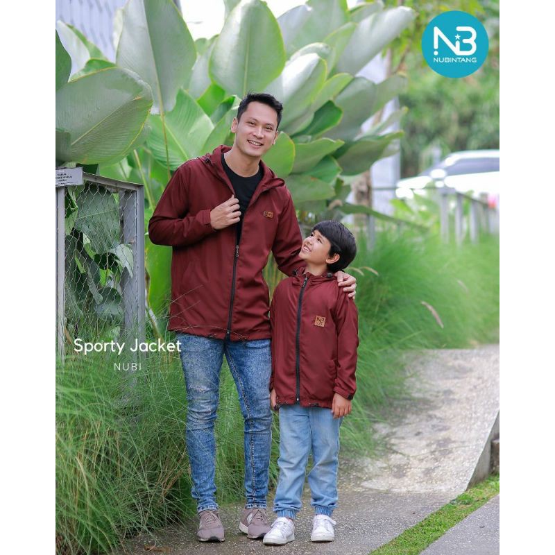 SPORTY JACKET BOY MAN  NUBI ORI BY NUBINTANG/COUPLE JAKET ANAK DAN AYAH-Maroon
