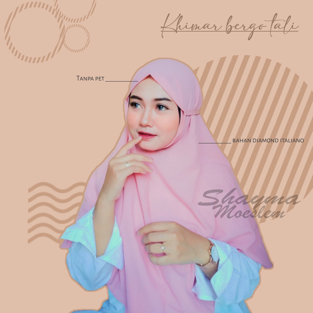 Khimar Bergo Tali Belakang Diamon Italiano / Hijab Bergo Instan Tali