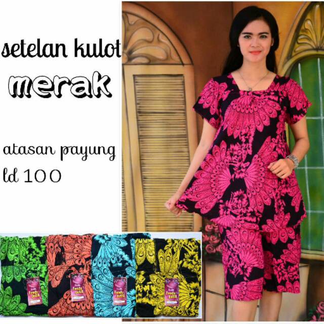 Setelan Kulot Merak baju dress tidur piyama murah wanita busui jumbo kekinian grosir batik jogja
