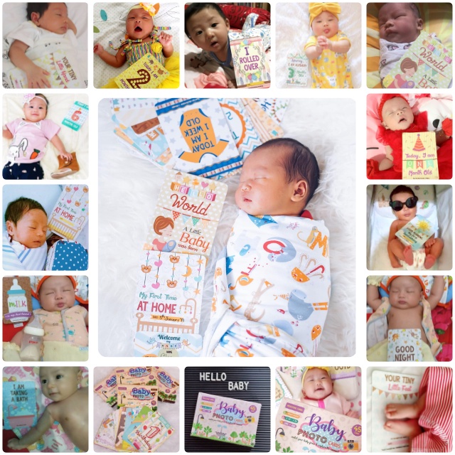 Baby Milestone Card Kartu Foto Lucu Bayi 45pcs Baby Cards Photo Foto Bayi selfie card photocard asesoris selfi fotografi Milestone Mile StoneCard