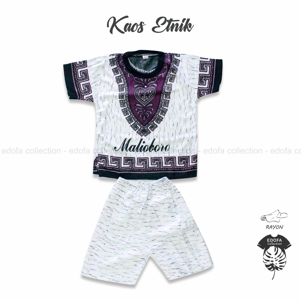 Setelan Anak kaos Etnik Dashiki cewek cowok umur 2-7 tahun Motif Jefri Warna Ungu