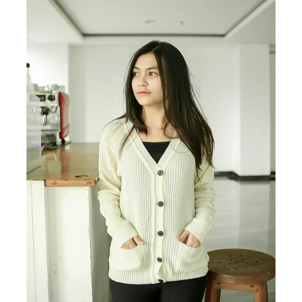 Cardigan Rajut Saku SHECKER l Pakaian Rajut Wanita l Cardigan Murah l Rajut Outwear #rajutmurahkeren