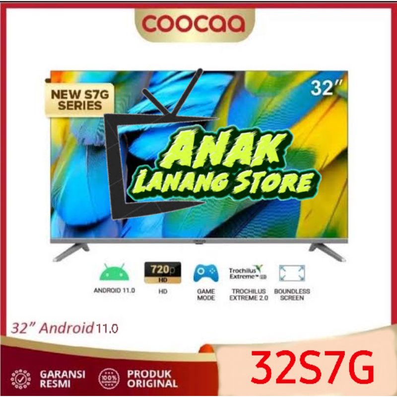 COOCAA LED TV 32 INCH 32S7G - Android 11.0 - Digital TV Layar HardPanel - HDR 10 - 5G Wifi - USB/HDM