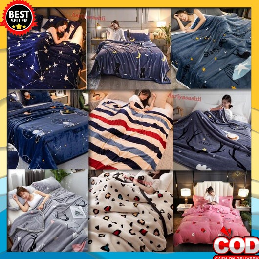 Selimut Slimut Bulu Bantal Selimut Balmut Karakter Halus Aesthetic Lembut Dewasa 150X200 Premium TB1