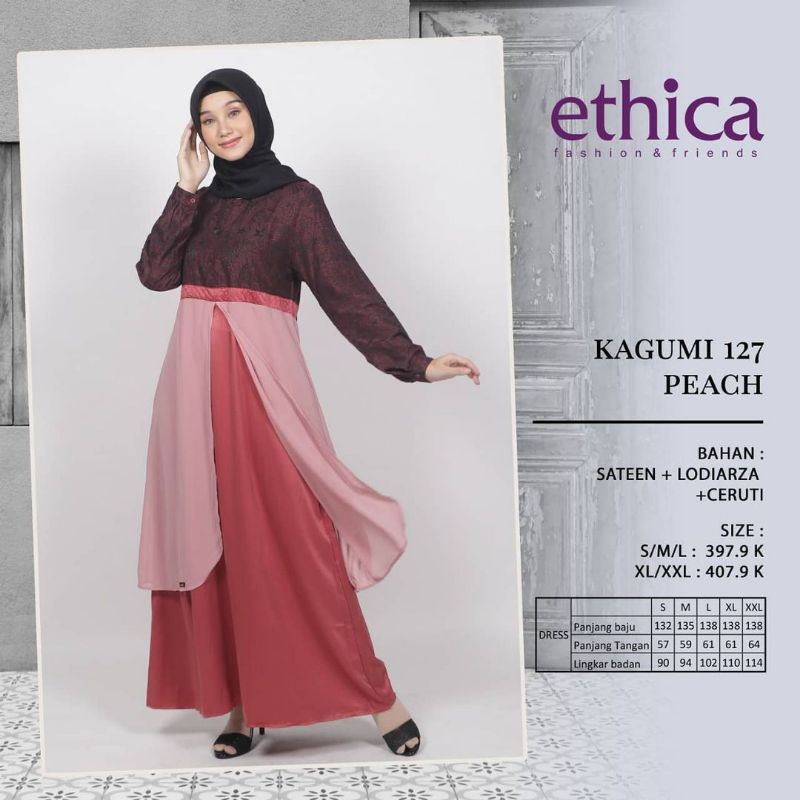 gamis pesta kagumi 127 peach