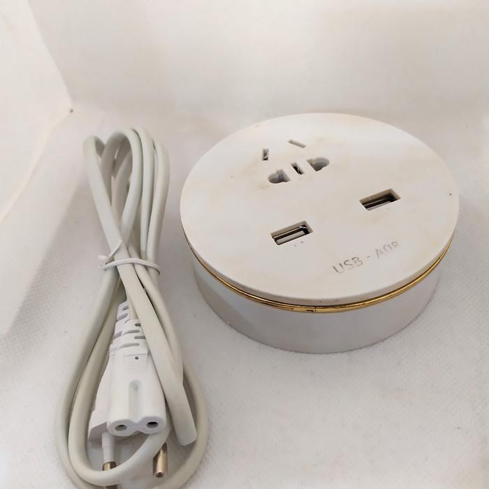 colokan listrik 2 usb 220v 1000w - Putih suku cadang