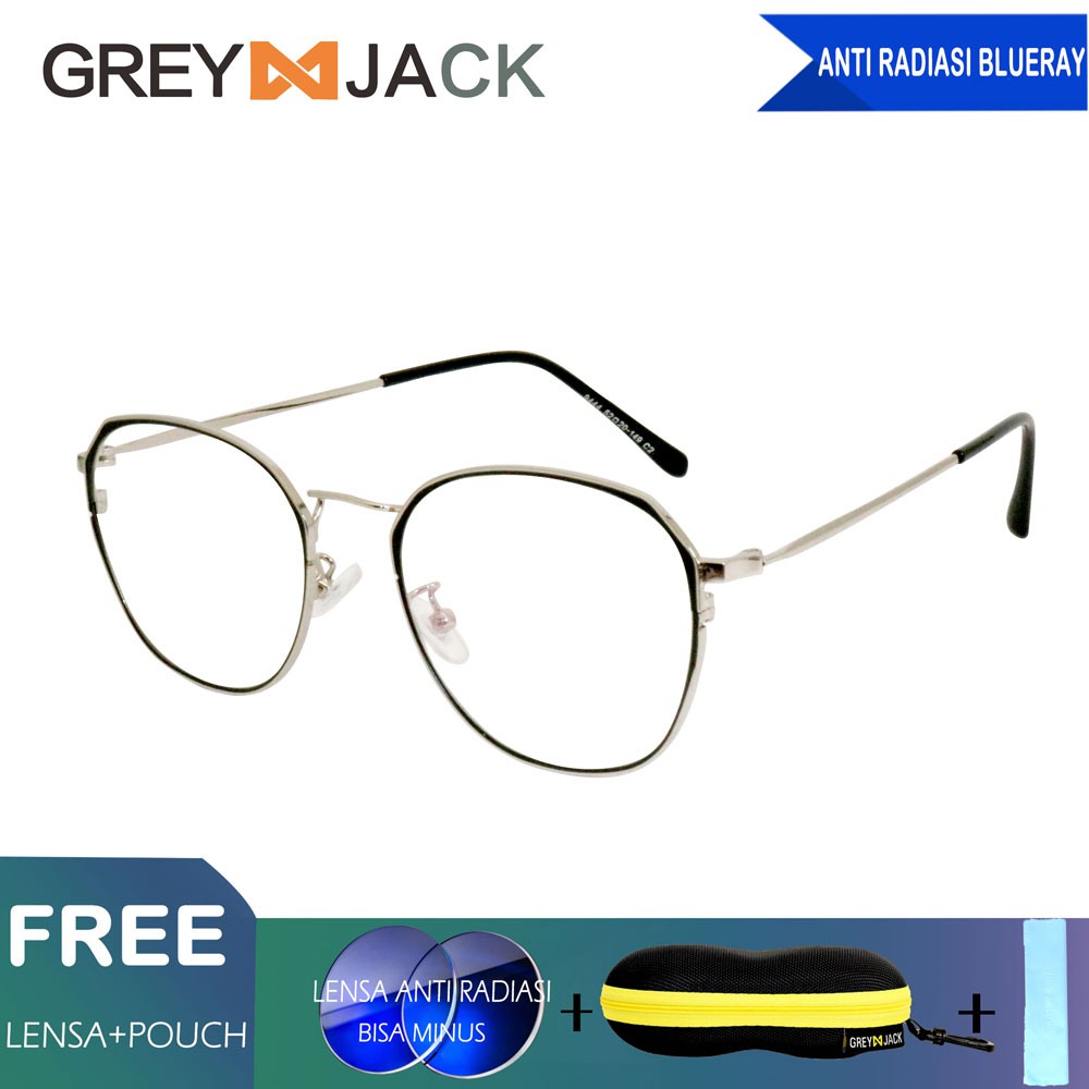 

Grey Jack Frame Kacamata Metal Fashion dengan Lensa anti radiasi Blue Ray bisa Minus Ringan 9444