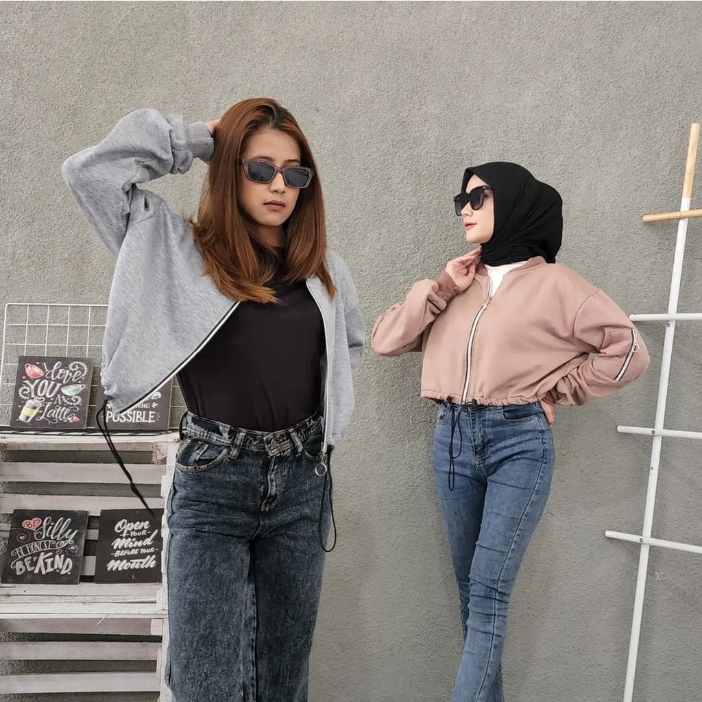 MILKY CROOPE JAKET | JAKET CROPE WANITA CASUAL