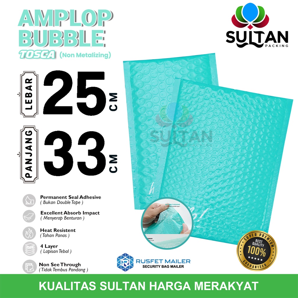 

AMPLOP BUBBLE MAILER 25x33cm TOSCA WRAP ENVELOPE RUSFET PREMIUM SATUAN
