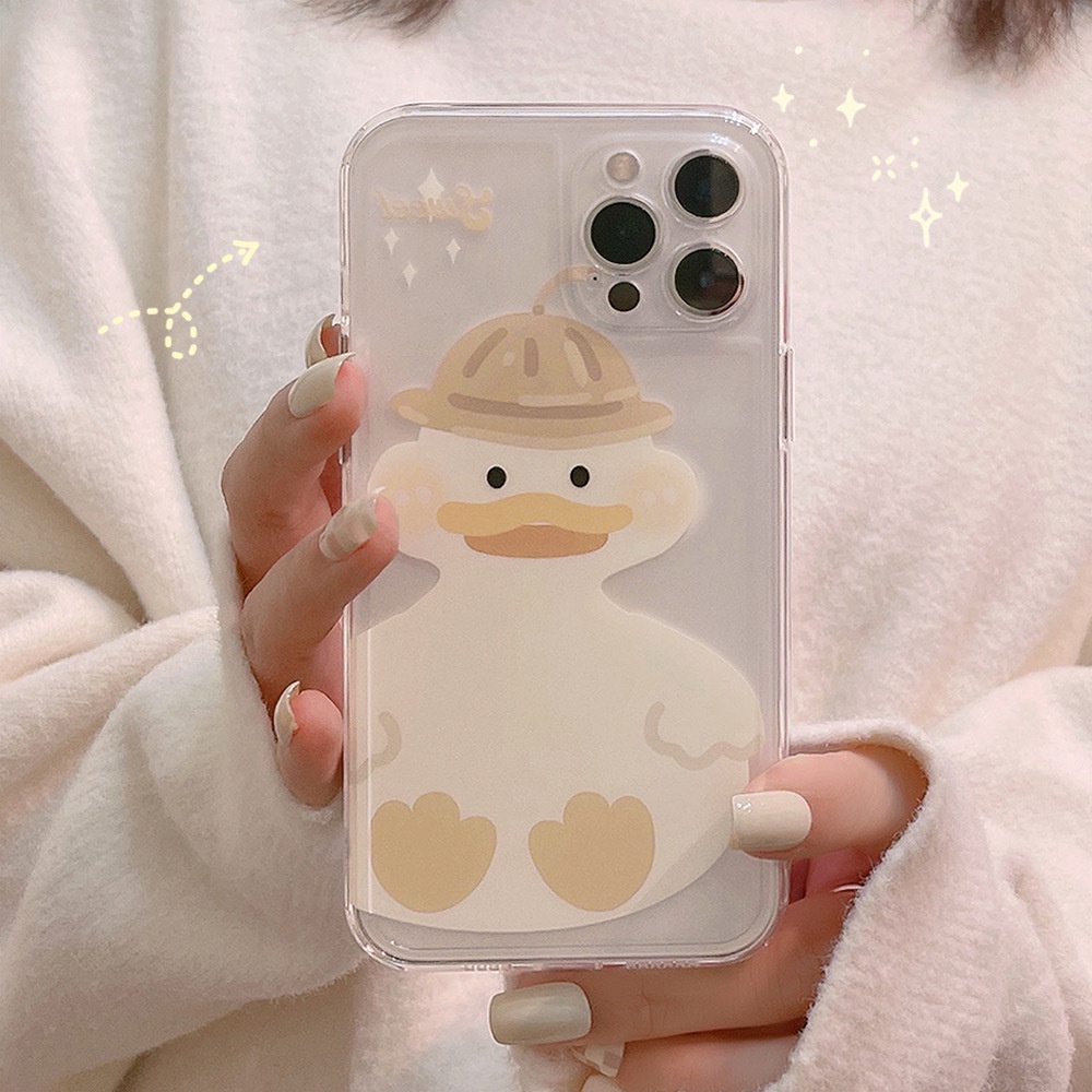 Case Pelindung Transparan Motif Kartun Bebek Bunga Untuk Iphone 14 PRO MAX