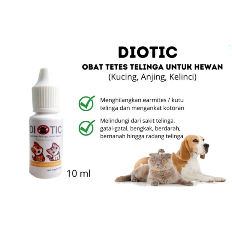 DIOTIC OBAT TETES TELINGA KUCING ANJING KELINCI 10ML ORIGINAL