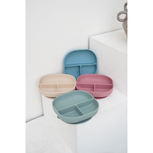 Piring Silikon Anak / Piring Silikon Bayi / Toddler Feeding Set for Baby wih Spoon / Baby Plate Set